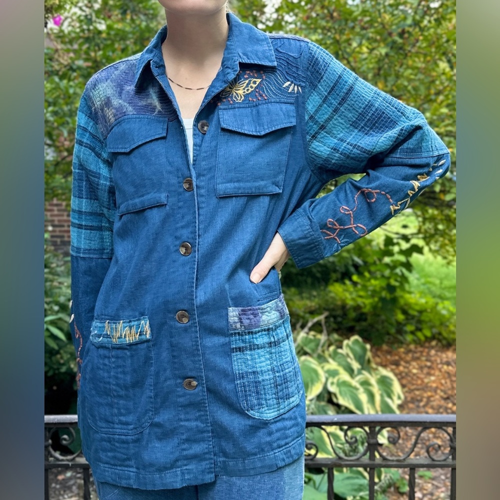 NWT Johnny Was Moonlight Tie Dye Patchwork Military Jacket - Picture 6 of 16